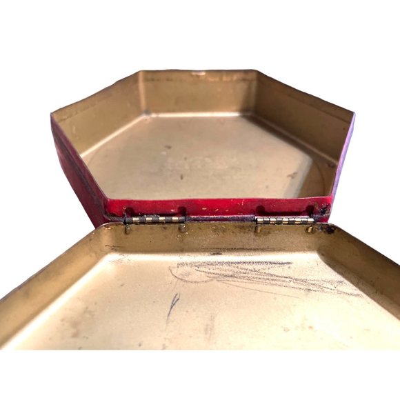 Vtg ArtStyle Chocolate Co Metal Footed Tin Art Deco Style Octagon Hinged Trinket - Picture 7 of 8